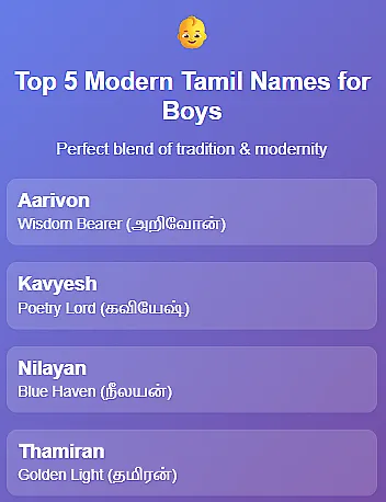 tamil baby boy names ideas