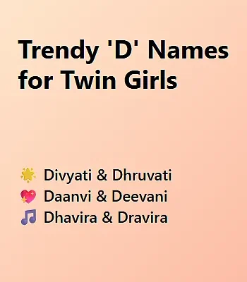 1500 Indian Twin Girl Names Starting with D