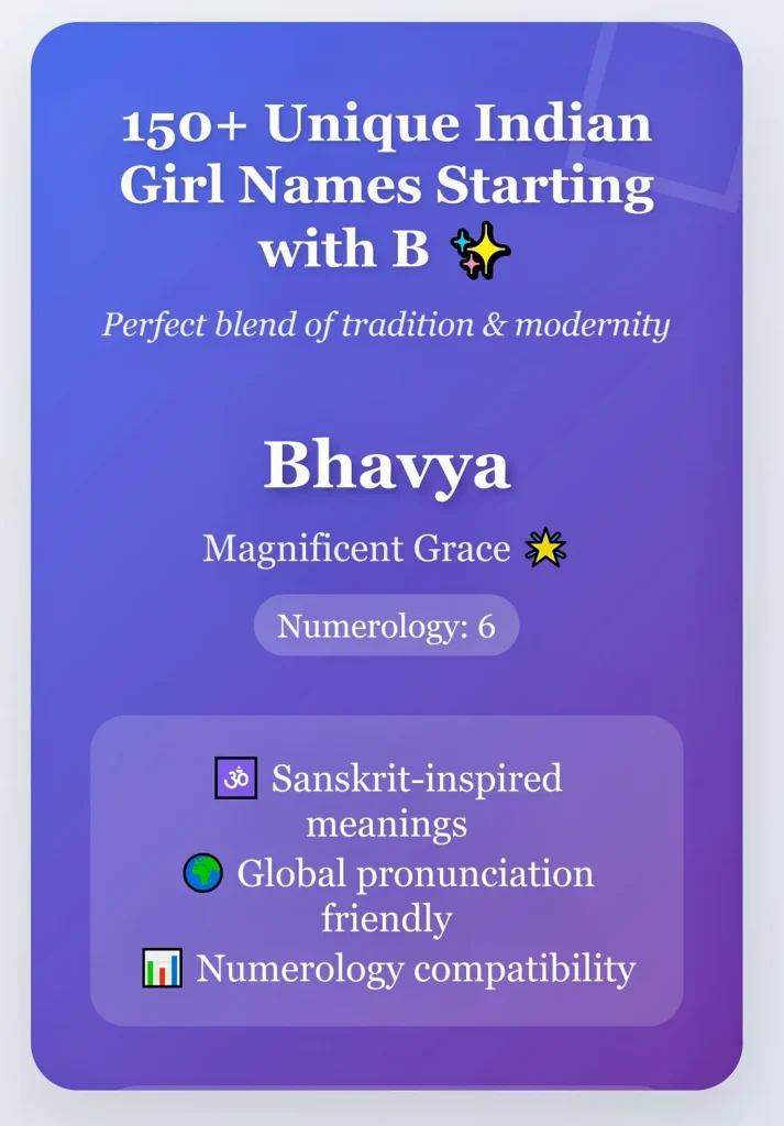 Indian Girl Baby Names Starting with B Numerology [1st Ever List Online]